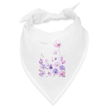 Pastell Wildblumen im sanften Blumen Garten - Bandana Dreieckstuch - Weiß - Vorne