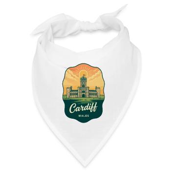 Cardiff Wales Retro Sunset Reiseabzeichen - Bandana Dreieckstuch - Weiß - Vorne