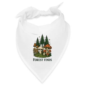 Waldfunds Pilzszene im Tannenwald - Bandana Dreieckstuch - Weiß - Vorne