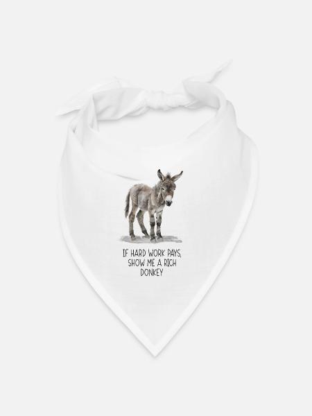 Lustiger Esel Spruch – Hard Work Humor - Bandana Dreieckstuch - Weiß