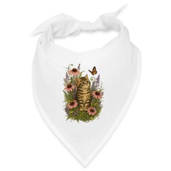 Blühendes blühendes Kätzchen - Bandana Dreieckstuch - Weiß - Vorne