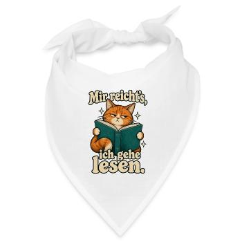 Mir reicht’s, ich gehe lesen – Katze mit Buch - Bandana Dreieckstuch - Weiß - Vorne