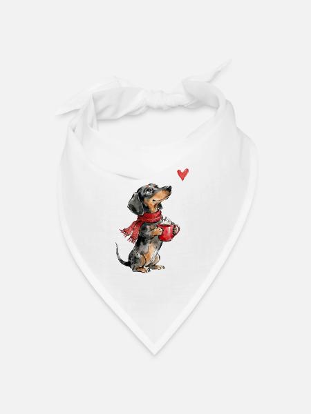Dackel Weihnachten Kakao Geschenk Hundeliebhaber - Bandana Dreieckstuch - Weiß
