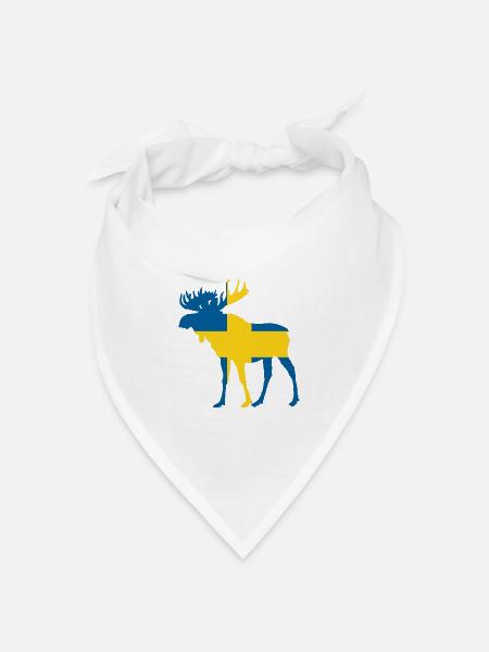 Elch Schweden - Bandana Dreieckstuch - Weiß