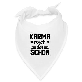 Karma regelt das schon - Bandana Dreieckstuch - Weiß - Vorne