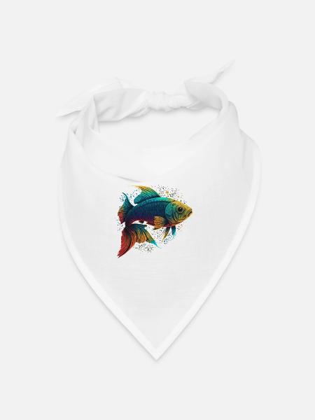 Bunte Fische - Bandana Dreieckstuch - Weiß