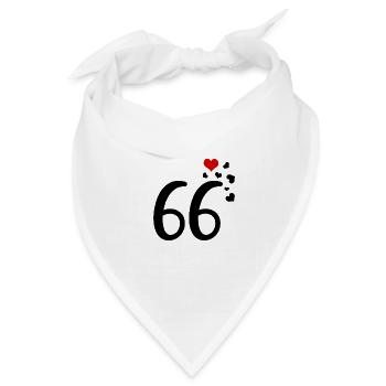 66. Geburtstag Jubiläum Herzen 66 - Bandana Dreieckstuch - Weiß - Vorne