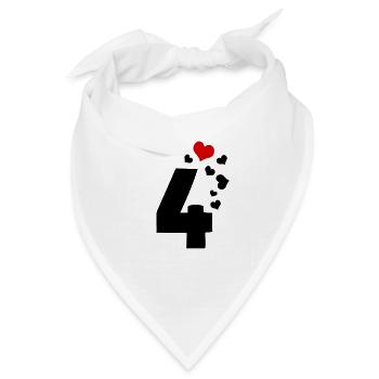 4 Herzen 4. Geburtstag - Bandana Dreieckstuch - Weiß - Vorne