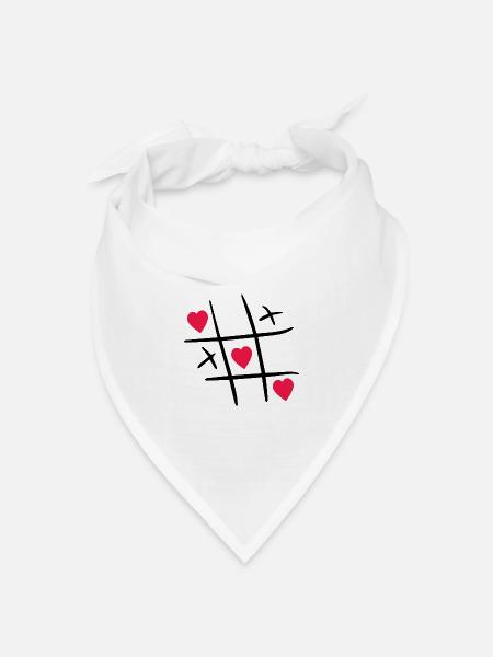 Tic-Tac-Toe Valentinstag Valentines Day Geschenk - Bandana Dreieckstuch - Weiß