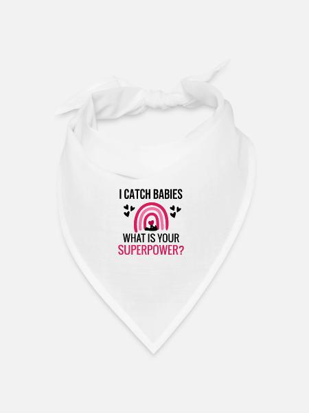 Hebammengeschenk | Geburtshelferin Hebamme - Bandana Dreieckstuch - Weiß