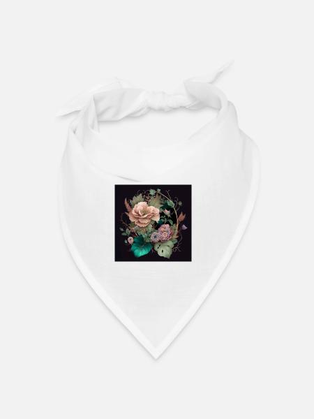 Floral Design 22 - Bandana Dreieckstuch - Weiß