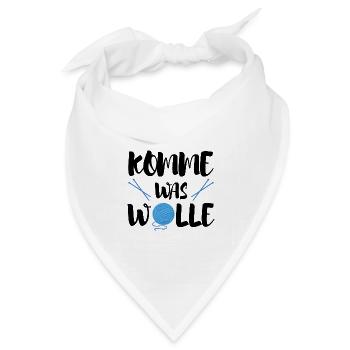 Komme was wolle Stricken Hobby Handarbeit Geschenk - Bandana Dreieckstuch - Weiß - Vorne