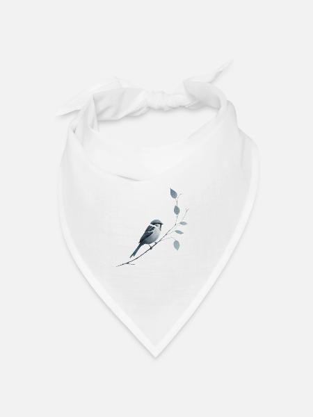 Spatz auf Ast - Bandana Dreieckstuch - Weiß