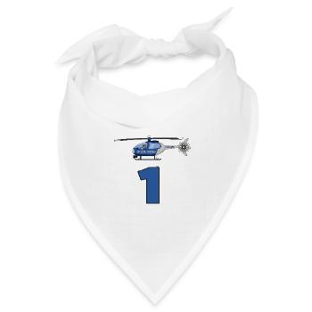 Polizei Hubschrauber 1. Geburtstag - Bandana Dreieckstuch - Weiß - Vorne