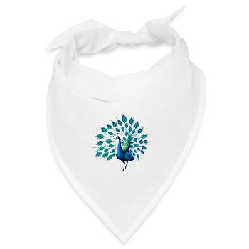 Pfau - Bandana Dreieckstuch - Weiß - Vorne