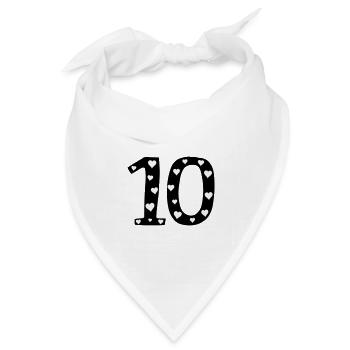 10 Geburtstag mit Herz - Bandana Dreieckstuch - Weiß - Vorne