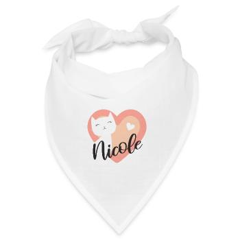 Nicole Name Vorname Kätzchen - Bandana Dreieckstuch - Weiß - Vorne