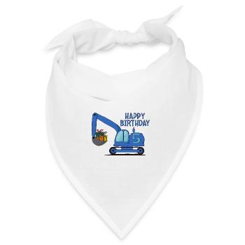 Bagger Kinder Happy Birthday 5 Blau - Bandana Dreieckstuch - Weiß - Vorne
