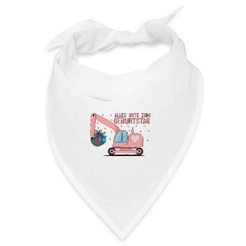 Bagger Kinder Alles Gute zum Geburtstag Rosa - Bandana Dreieckstuch - Weiß - Vorne