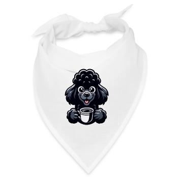 Pudel und Kaffee Frühaufsteher Motiv - Bandana Dreieckstuch - Weiß - Vorne