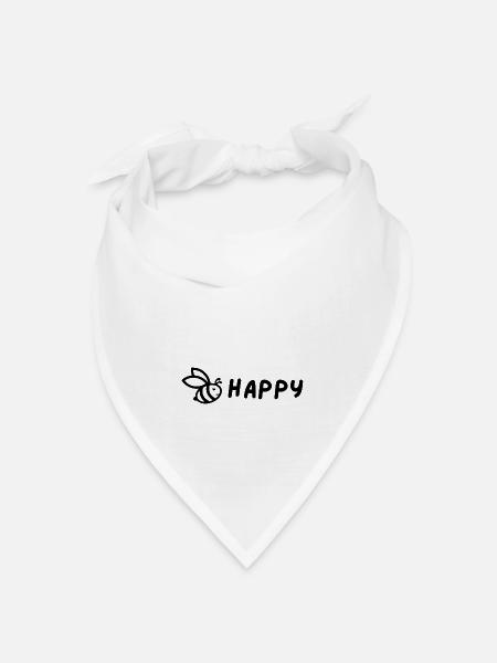 Bee Happy, Be Happy - Bandana Dreieckstuch - Weiß