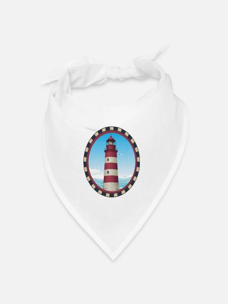 Leuchtturm Geschenk- Leuchtturm - Bandana Dreieckstuch - Weiß