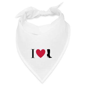 ★ Designfarben änderbar ★ I love Stiefel - Bandana Dreieckstuch - Weiß - Vorne