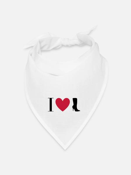 ★ Designfarben änderbar ★ I love Stiefel - Bandana Dreieckstuch - Weiß