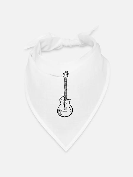 E-Gitarre Silhouette, Schwarzes Design, Musik - Bandana Dreieckstuch - Weiß
