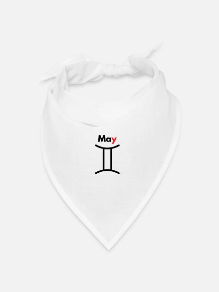 Monat mit Sternzeichen Zwillinge/Mai - Bandana Dreieckstuch - Weiß