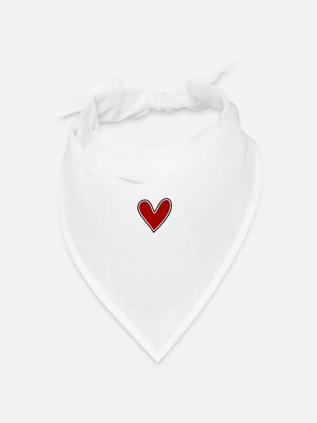 Schlichtes Herz zum Beschriften - Bandana Dreieckstuch - Weiß