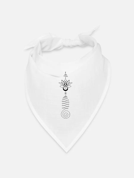 Abstraktes Design mit leuchtenden Farbtönen - Unalome Lotus - Bandana Dreieckstuch - Weiß