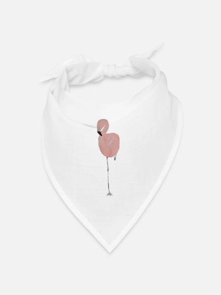 Pastell-Aquarell Flamingo - Bandana Dreieckstuch - Weiß