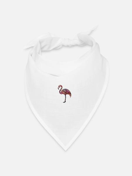 Flamingo Bunt - Bandana Dreieckstuch - Weiß