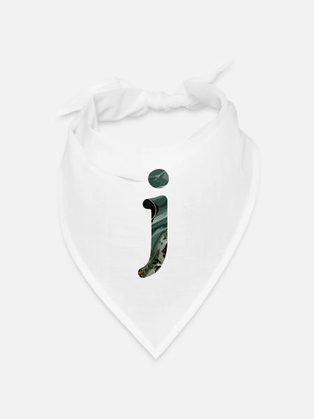 Grün marmorierter Buchstabe j - Bandana Dreieckstuch - Weiß
