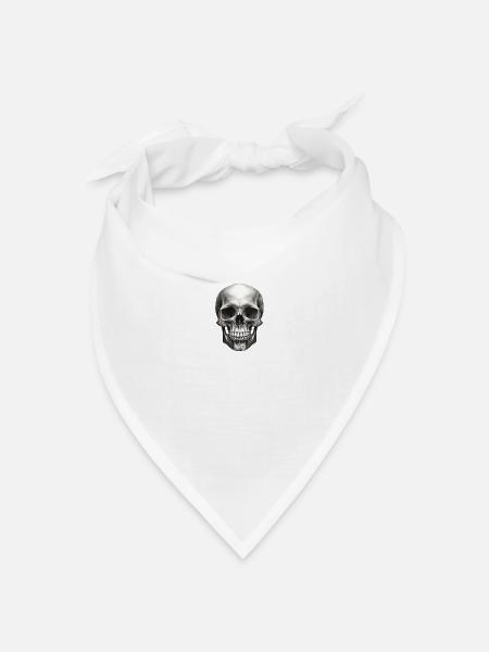 Totenkopf Handgezeichnet - Bandana Dreieckstuch - Weiß