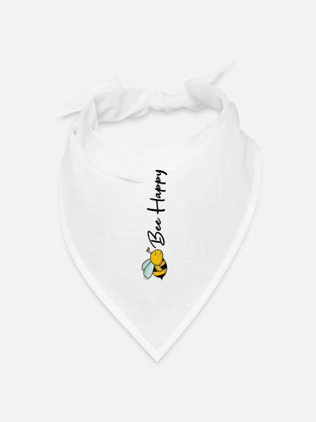 Bee Happy - Bandana Dreieckstuch - Weiß