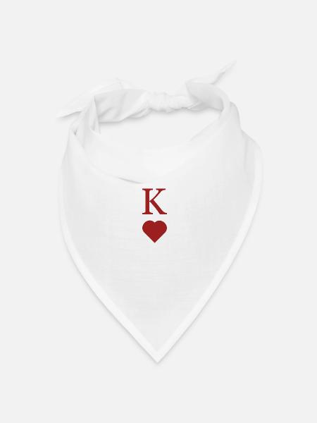 Partnerdesign "King of Hearts" Brust - Bandana Dreieckstuch - Weiß
