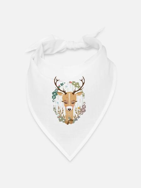 Hirsch im Wald - Bandana Dreieckstuch - Weiß