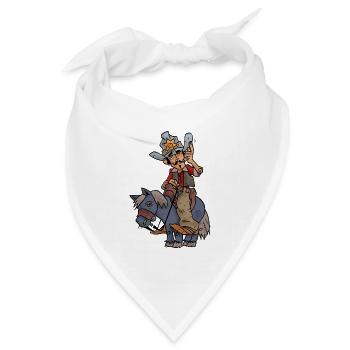 Cowboy Rick auf Muli Percy - Bandana Dreieckstuch - Weiß - Vorne