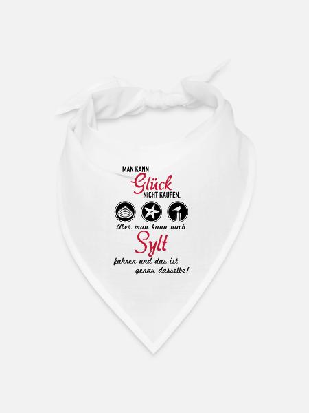 Glück Sylt - Bandana Dreieckstuch - Weiß
