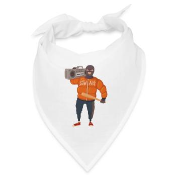 Gangster mit Baseballschläger und Ghettoblaster - Bandana Dreieckstuch - Weiß - Vorne