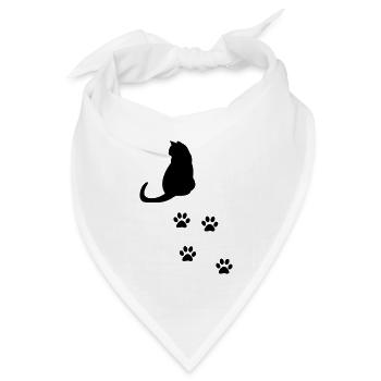 Katze mit Pfoten - Bandana Dreieckstuch - Weiß - Vorne