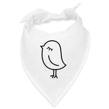 Spatz Vogel – Piepmatz Küken Tweet Vögelchen - Bandana Dreieckstuch - Weiß - Vorne