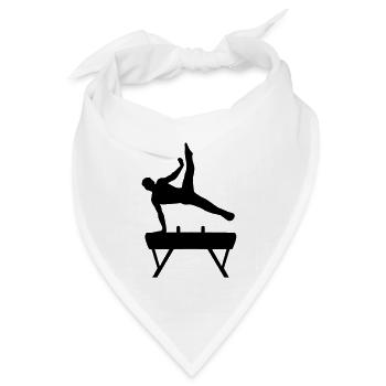 Turner am Seitpferd, Turnen - Bandana Dreieckstuch - Weiß - Vorne