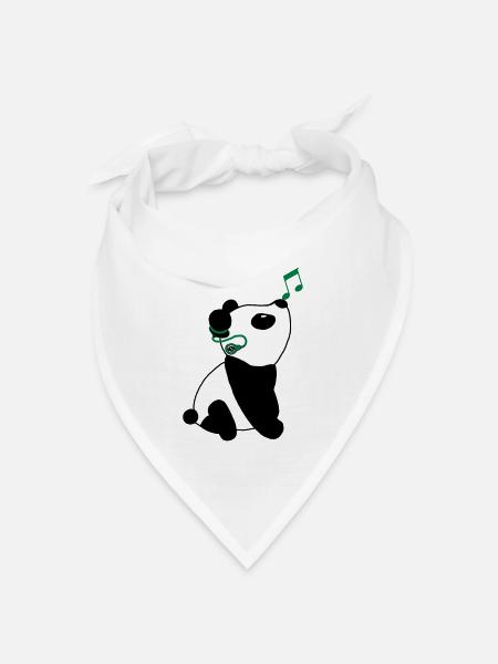 Panda mit Cochlea-Implantat - Bandana Dreieckstuch - Weiß