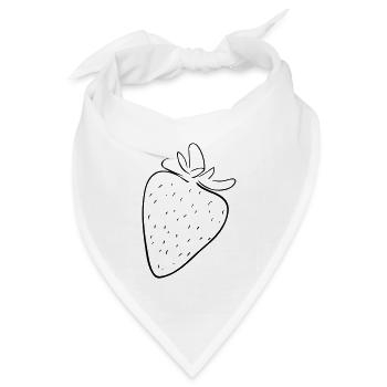 Erdbeere Line Art - Minimalistisch - Bandana Dreieckstuch - Weiß - Vorne