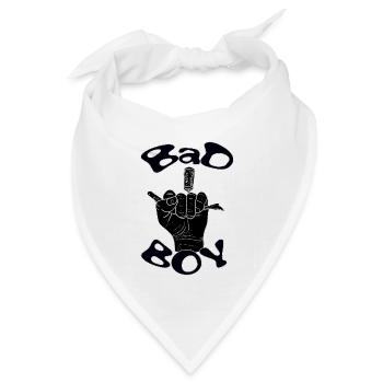 Bad Boy mit schwarzer Hand - Bandana Dreieckstuch - Weiß - Vorne