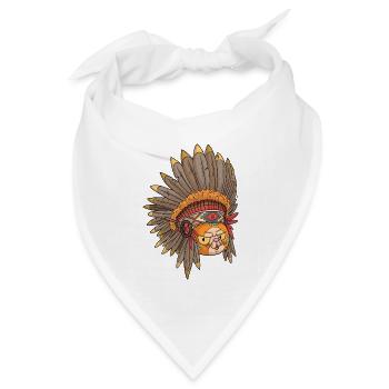 Indianer Katze / Katze mit Federschmuck - Bandana Dreieckstuch - Weiß - Vorne