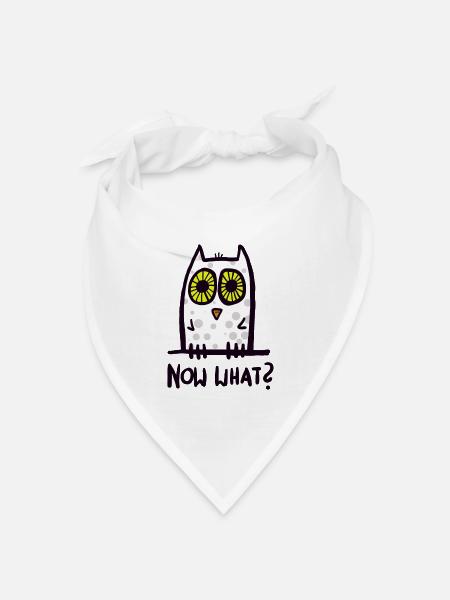 now what? lustige Eule - Bandana Dreieckstuch - Weiß